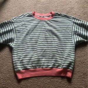 Anthropologie Pilcro Women’s Sz S Striped  Niki Bubble Sleeve Sweatshirt Cotton